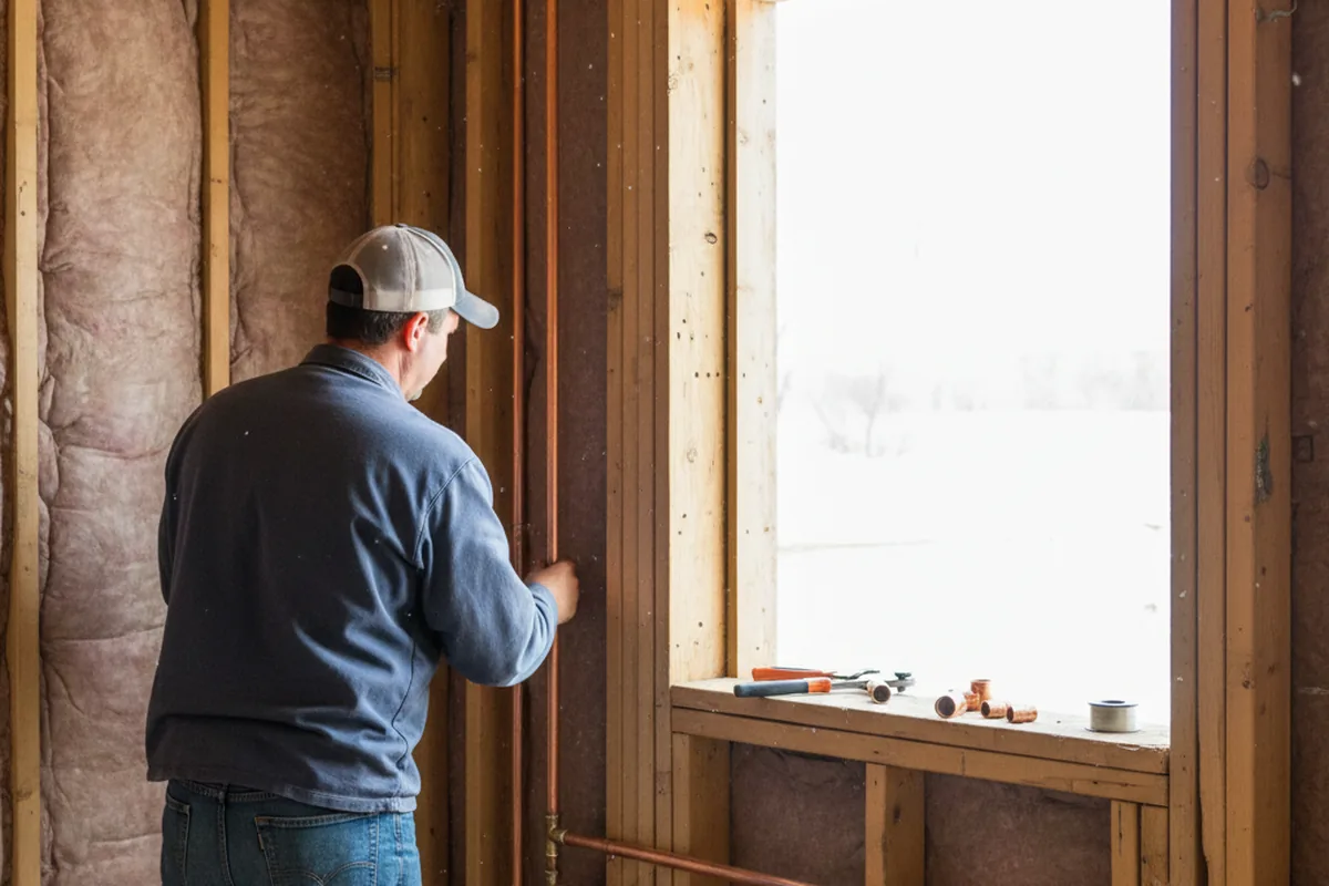 Licensed plumber running new copper supply lines in a Cape Vincent home