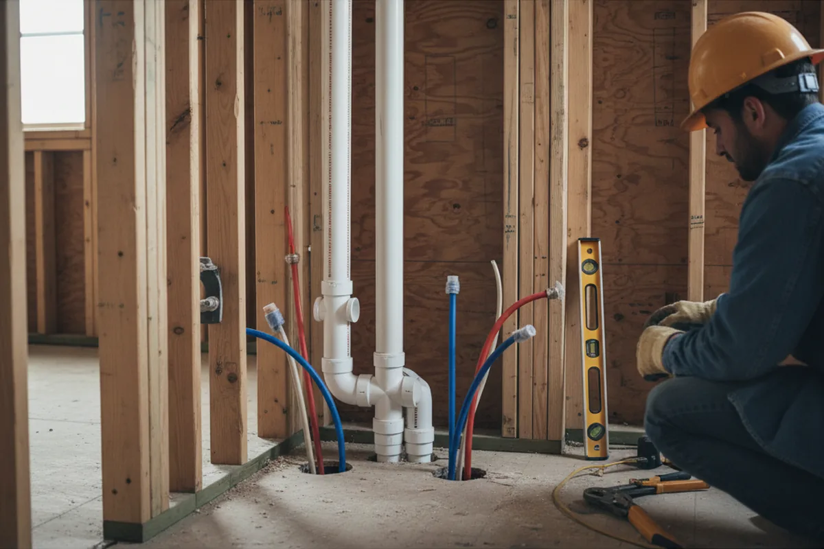 Drain and supply rough-in during Sump Pump Repair in Cape Vincent